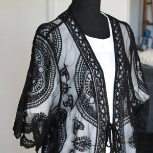 Sheer lace duster/ cover up